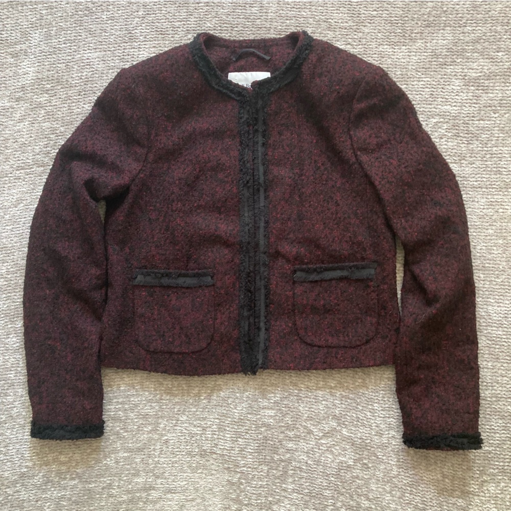 L.K. Bennett Cheryl‎ Bouclé Tweed Jacket Size 8 Black Pink NWT Elegant Trim